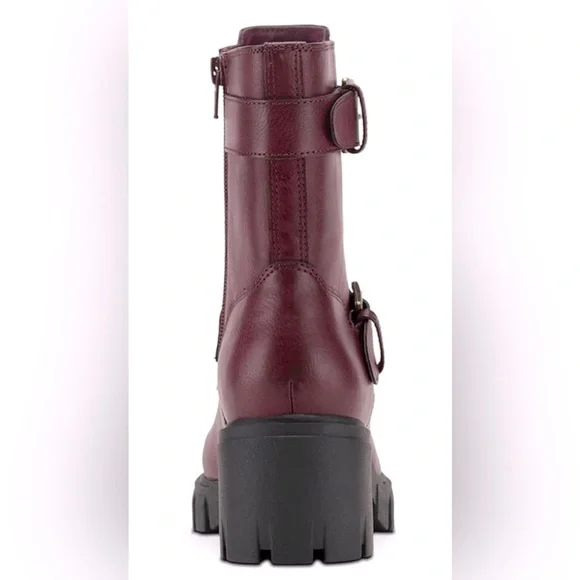 NIB [Sun + Stone] Lionell Faux Leather Buckle Motorcycle Heeled Boots Womens 5.5 - Picture 3 of 13